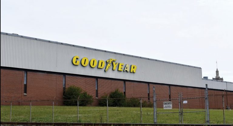 The former Goodyear plant, seen from the road.