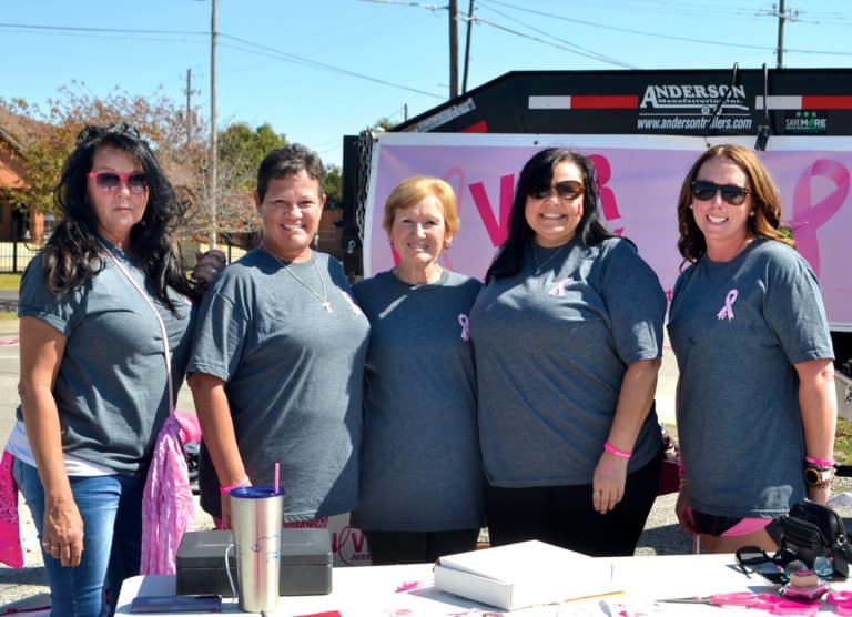 Never Surrender staff and volunteers gather for a photo at the October 15 Boobilicious event. Pictured, from left: Selita Vissering, Sonya Owens, Patsie Kendrick, Shannon Sexton, Executive Director Tara Fulford.