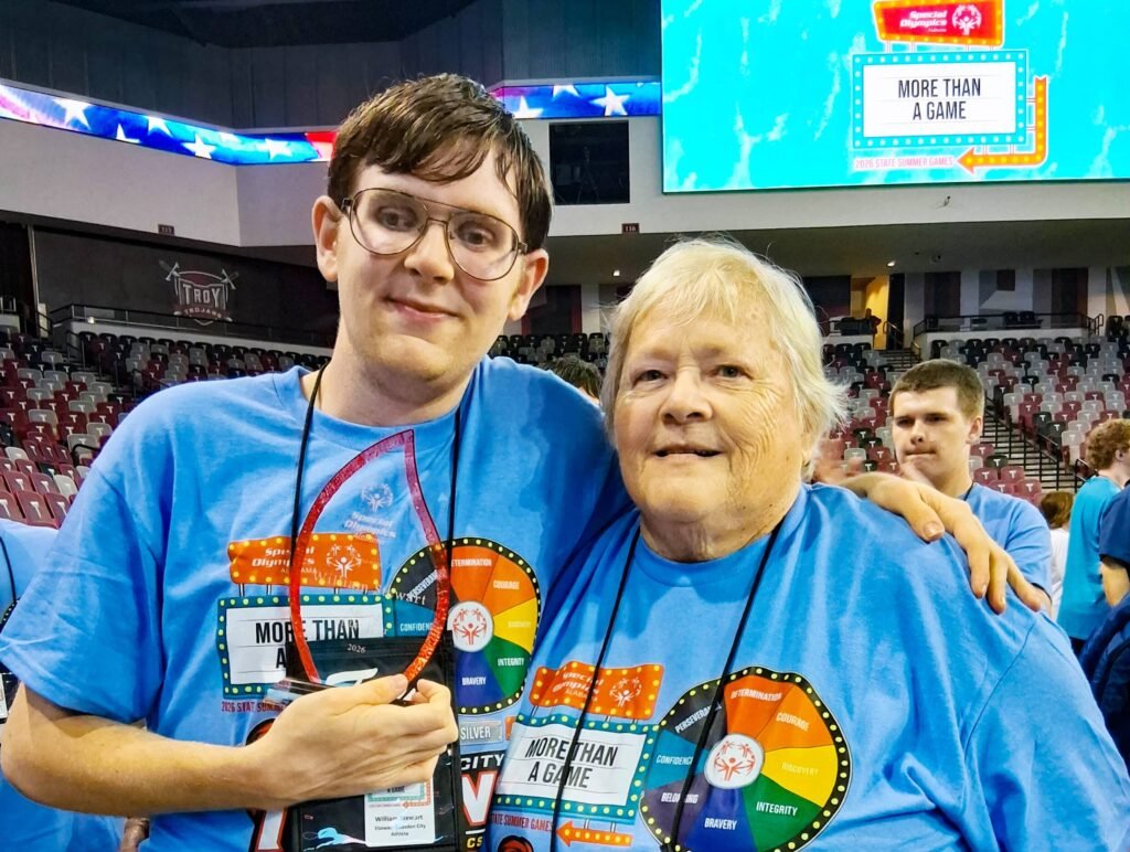 Stewart Williams and his coach, Christine Lowery, were at an arena after the opening ceremony for the Special Olympics State Games, where Stewart was named the Athlete of the Year.