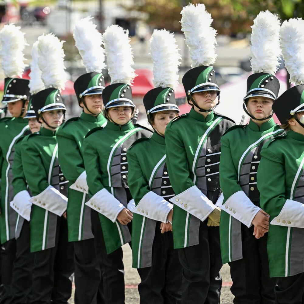 Hokes Bluff High School’s Green Machine Marching Band earned grand champion honors Saturday, Oct. 17, at Jacksonville State University’s Gem of the Hills Marching Invitational.
The competition was hosted by JSU’s Marching Southerners as a fundraiser for their upcoming trip to perform in the Rose Parade.
Hokes Bluff received superior ratings in all categories and won Best in Class AA awards for drum major, majorette, percussion and band.
The Green Machine also earned Best in Division A/AA honors in drum major, majorette and percussion before capping the competition by being named Grand Champion Band in Division A/AA.
By Alex Chaney.